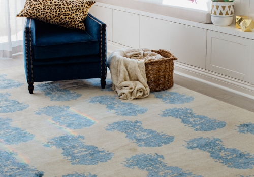 “The French Connection Rug” from $3,500 – Pure New Zealand Wool and Silk Blend – Hand Knotted – Informal Living Area